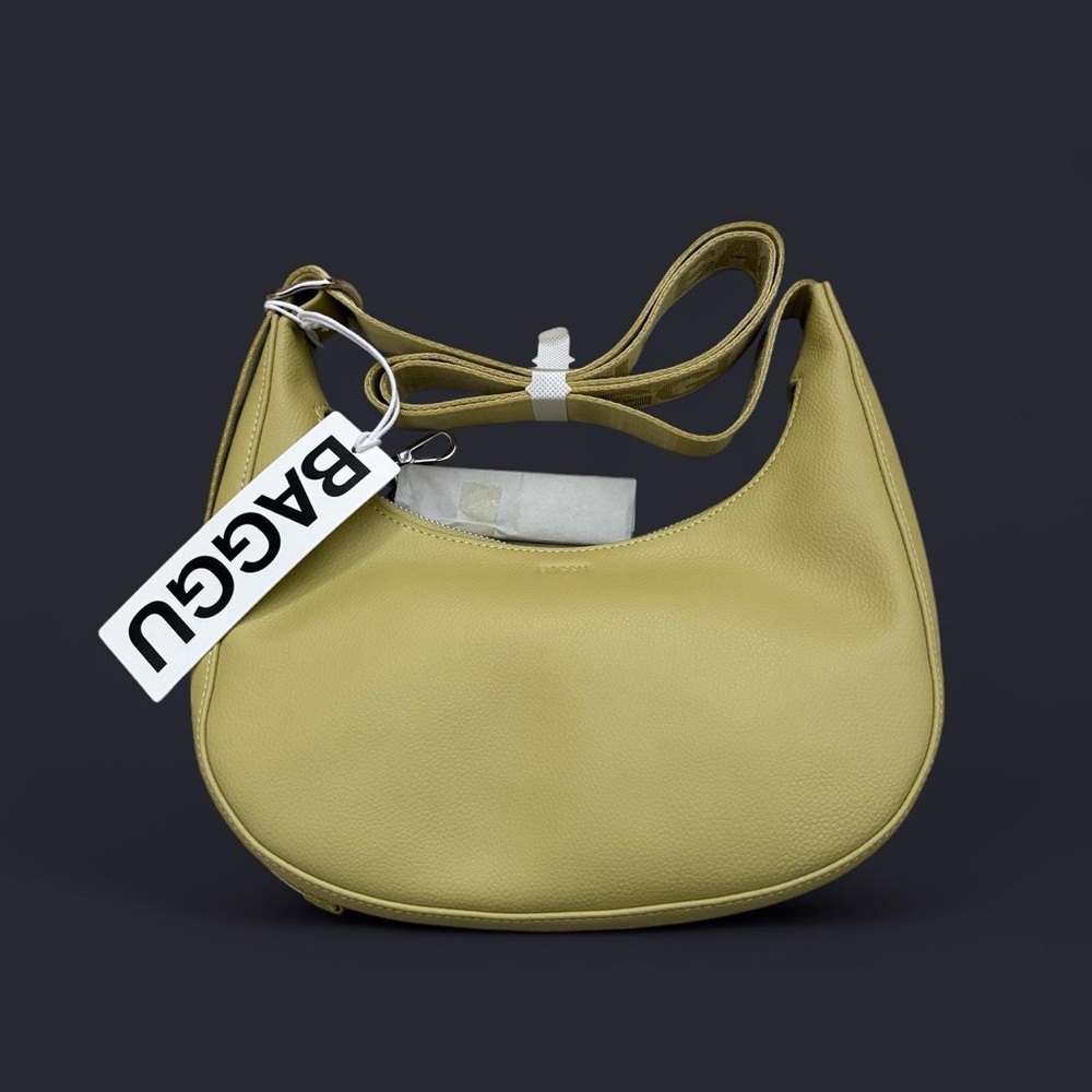 BAGGU Lemon Yellow Crescent Crossbody Bag - Picture 2 of 4